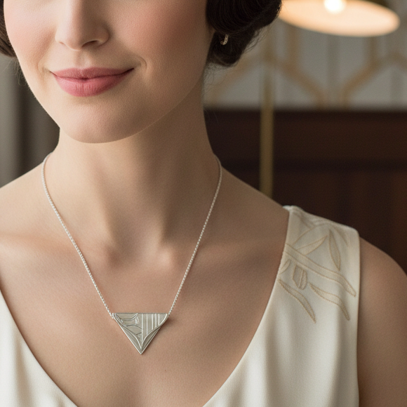 1920s style woman wearing Broadway Sterling Silver Pendant