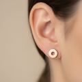 9ct Gold Circular Studs on Model