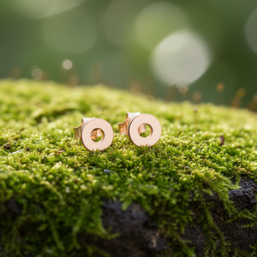 9ct Gold Circular Studs Outdoors
