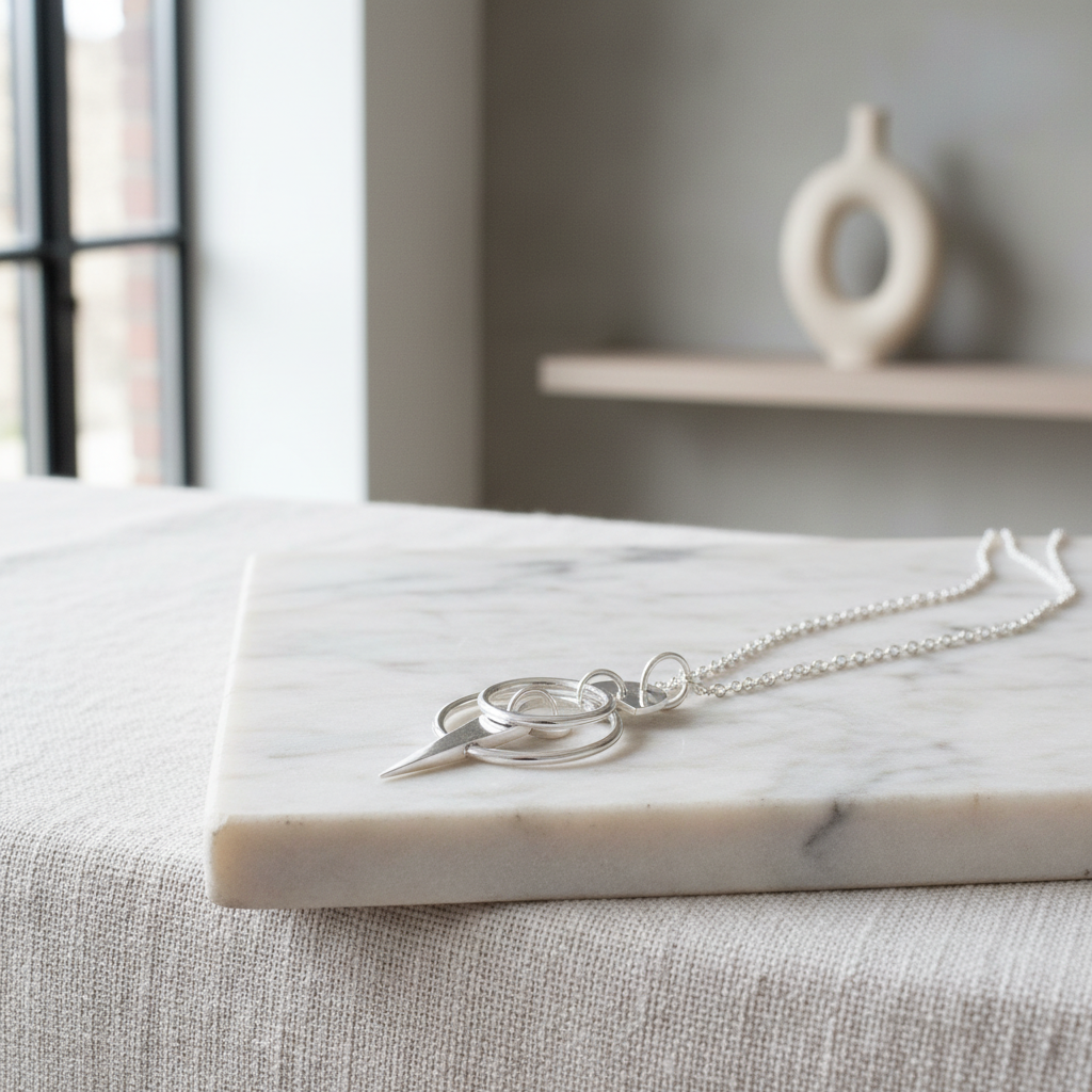 Avalon Sterling Silver Pendant indoor setting