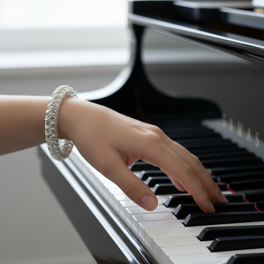 Box Weave Bracelet on Piano Keys - Square