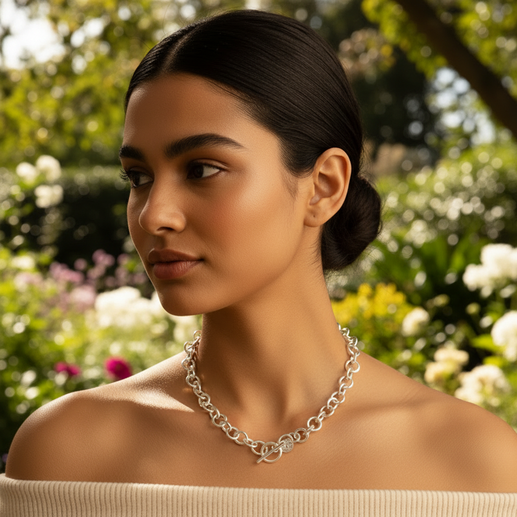 Chunky Sterling Silver Necklace - Outdoor Square