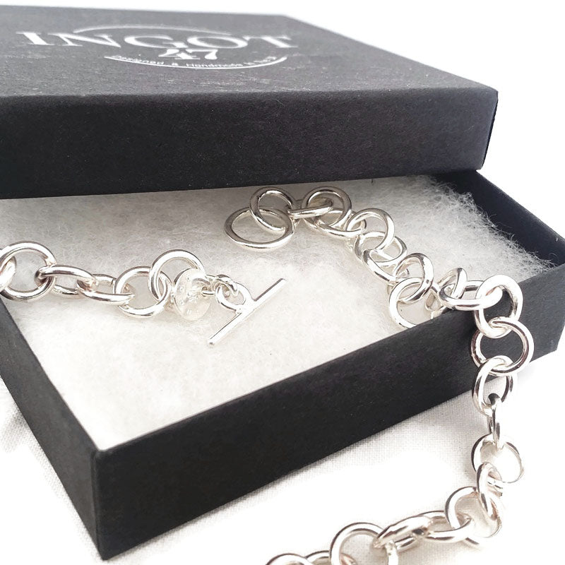 Plain Link Sterling Silver Unisex Necklace