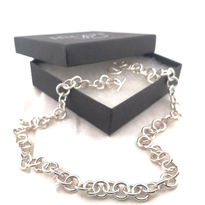 Plain Link Sterling Silver Unisex Necklace