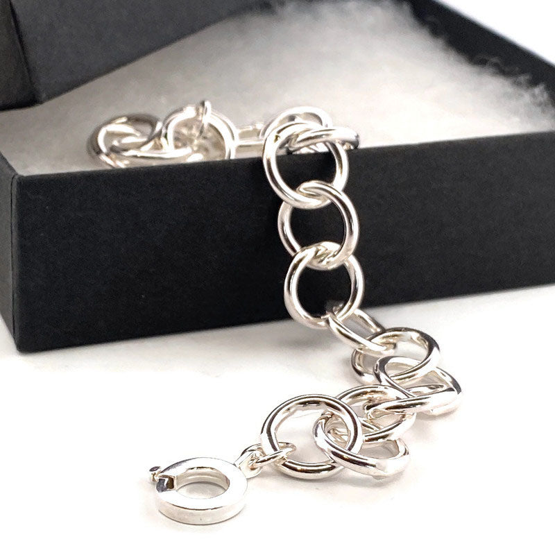 Plain Link Unisex Sterling Silver Bracelet