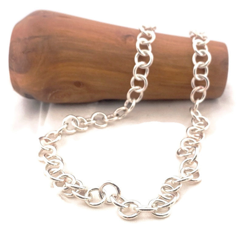 Plain Link Sterling Silver Unisex Necklace