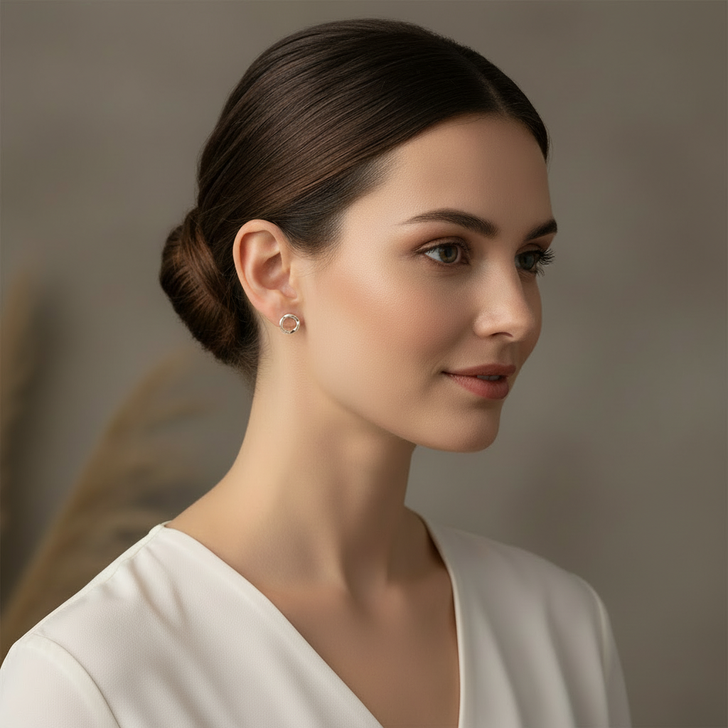 Circle Stud Earrings Close-Up