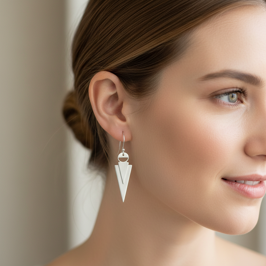 Art Deco Arrowhead Sterling Silver Earrings