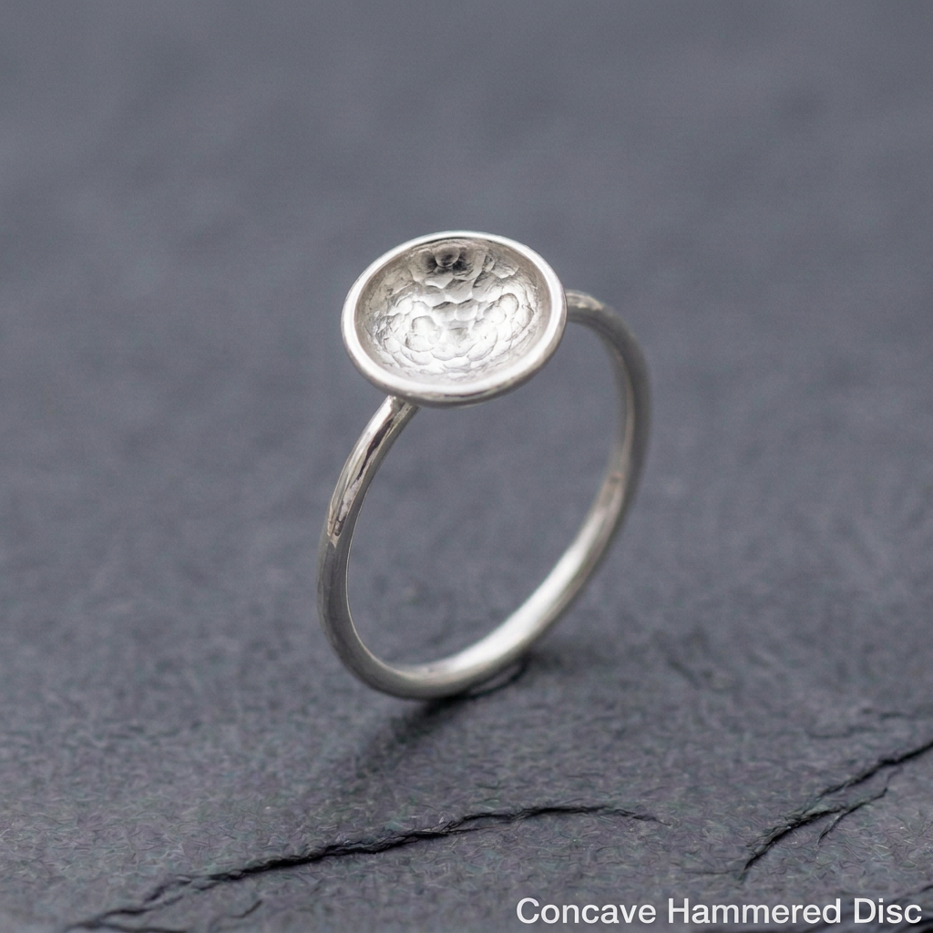 Concave Hammered Disc ring with more pronounced hammering inside the disc