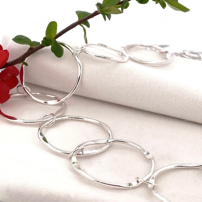 Cornered Ring Sterling Silver  Chain Necklace