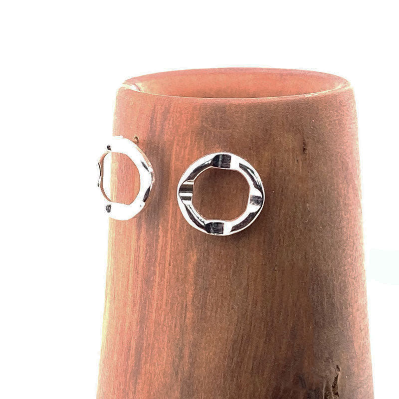 Cornered Ring Sterling Silver Stud Earrings