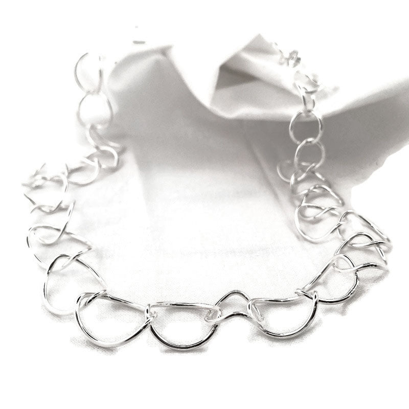Curved Link Sterling Silver Chain Necklace