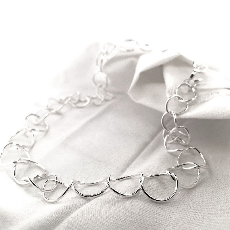 Curved Link Sterling Silver Chain Necklace