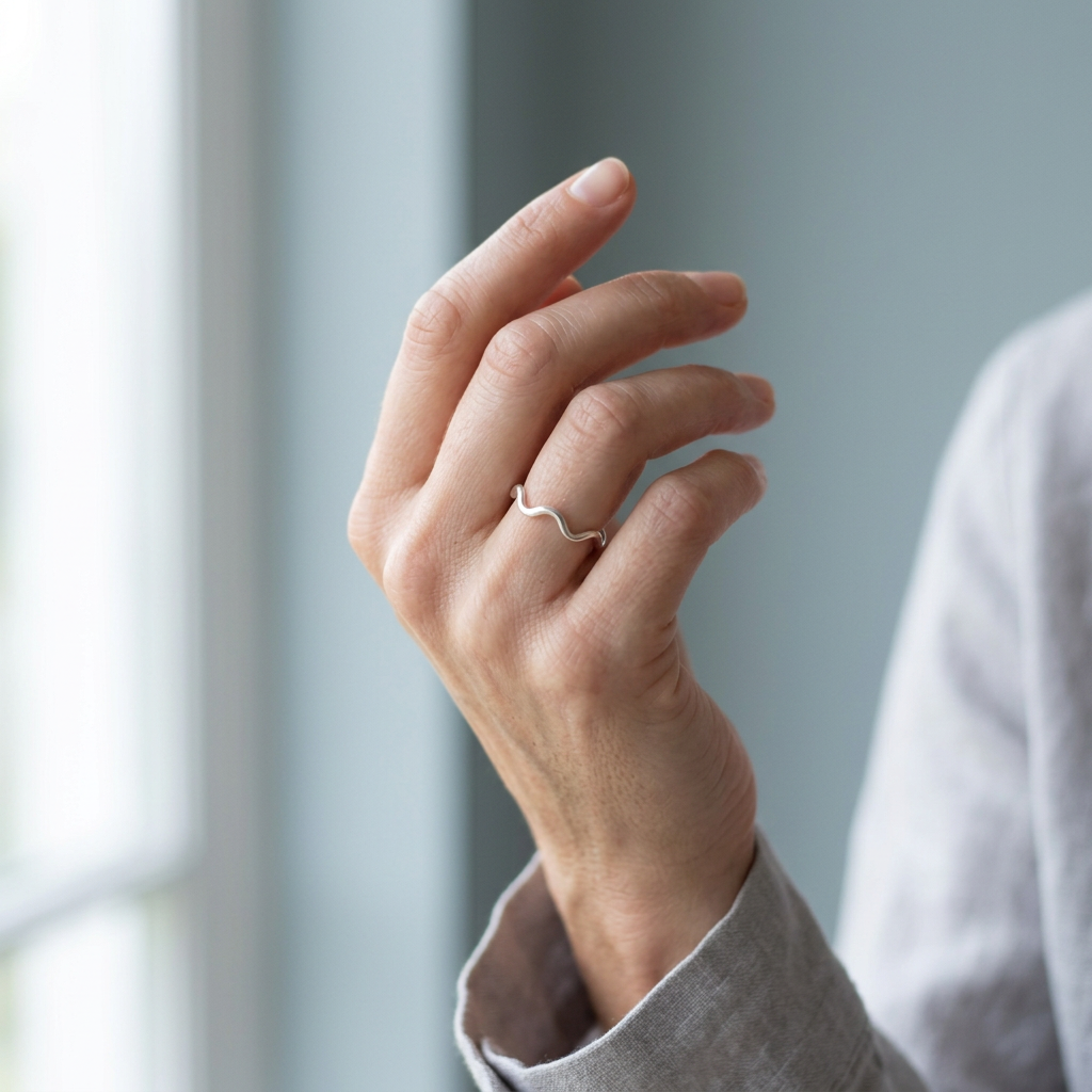 Deep Wave ring in a new upright-hand composition