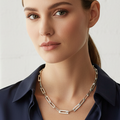 Different woman wearing Chunky Chain Unisex Sterling Silver Necklace - square