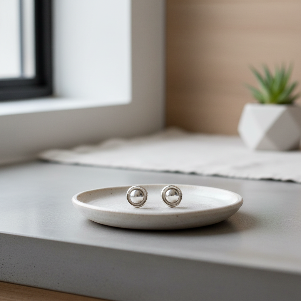 Eclipse Stud Earrings in different indoor setting