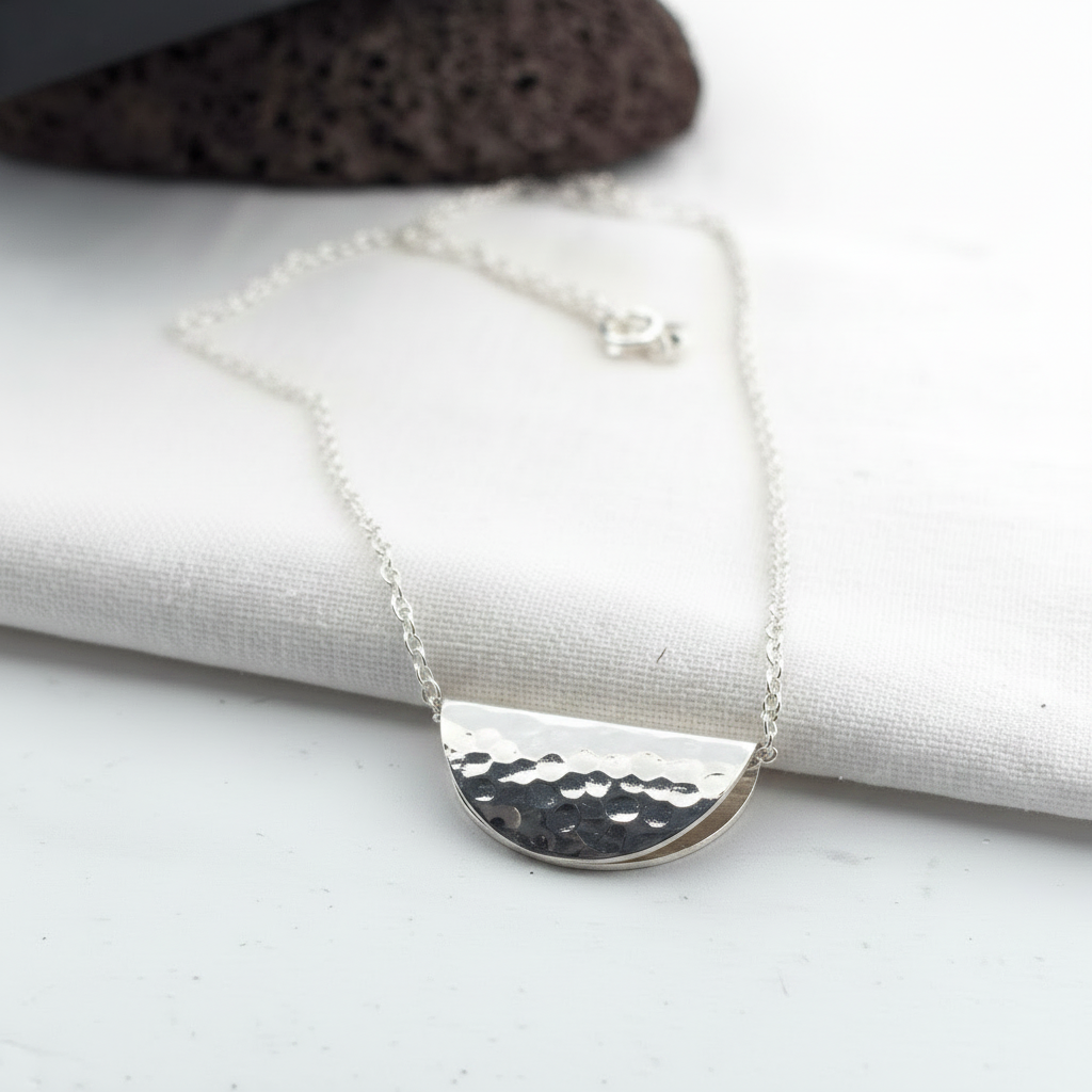 Formed Polished Sterling Silver Pendant Necklace