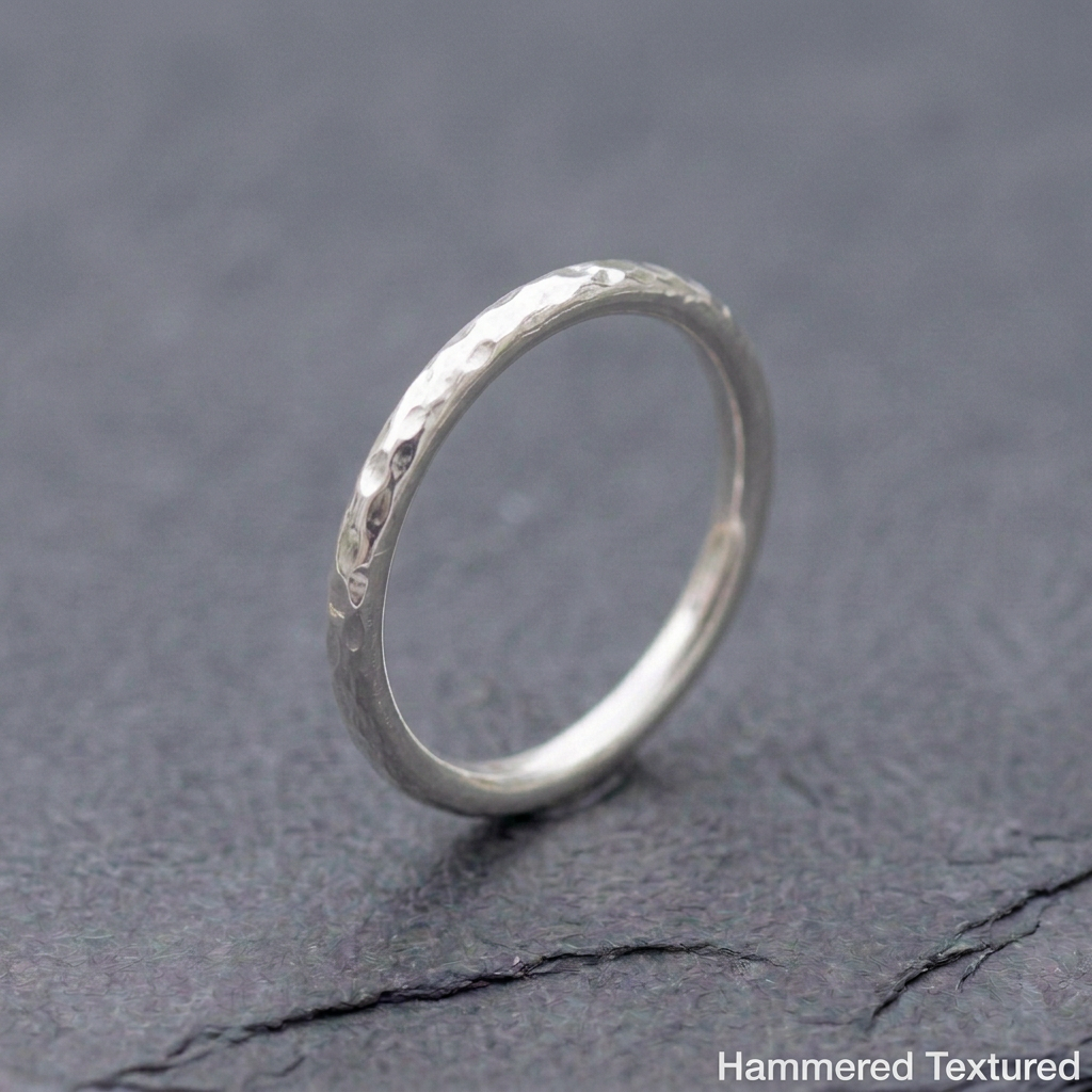Hammered Textured ring, round-wire shank correction