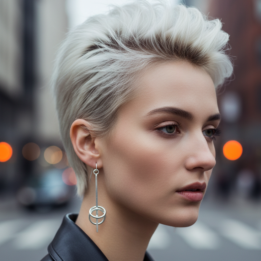 Hoop Illusion Earrings on Model