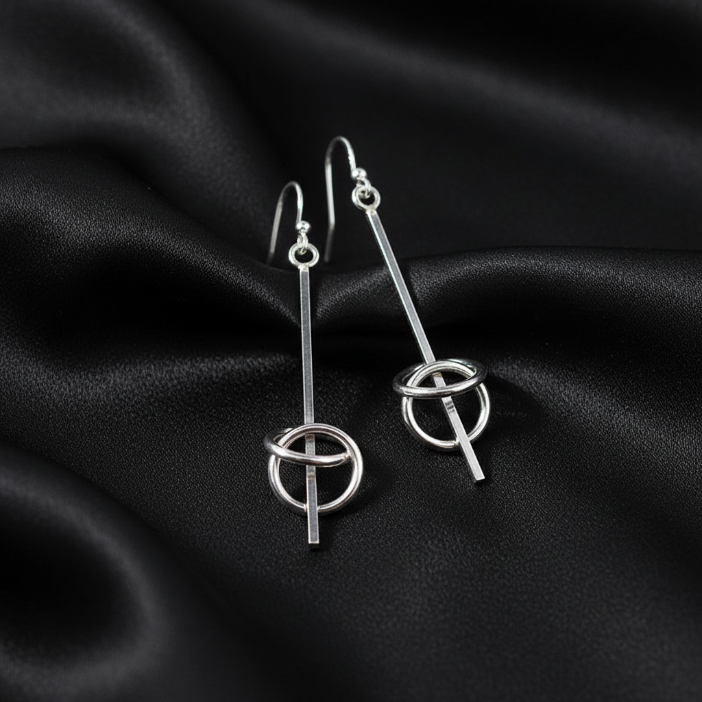 Hoop Illusion Deco Style Sterling Silver Earrings