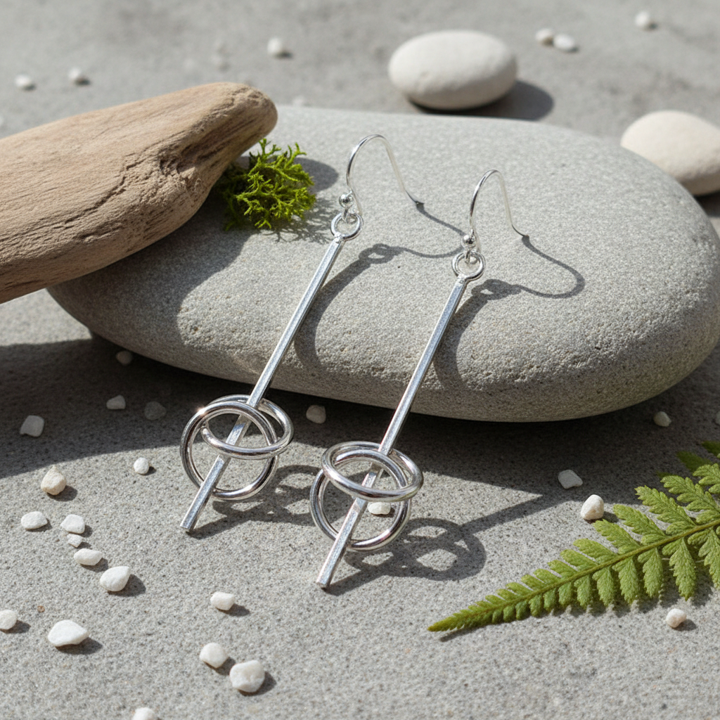 Hoop Illusion Deco Style Sterling Silver Earrings