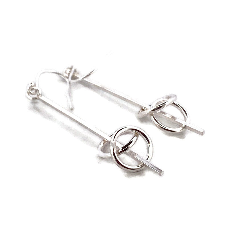 Hoop Illusion Deco Style Sterling Silver Earrings