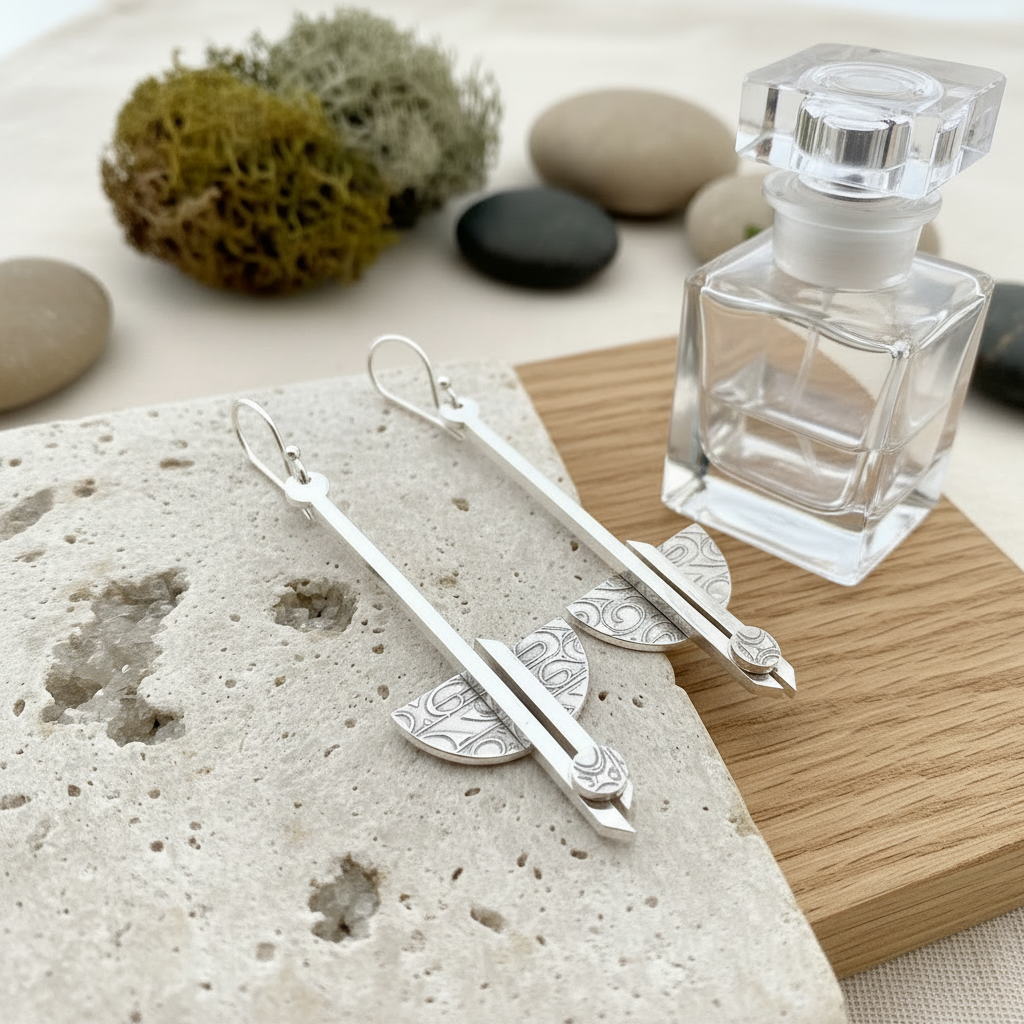 Horizon Earrings with Art Deco Perfume Bottle