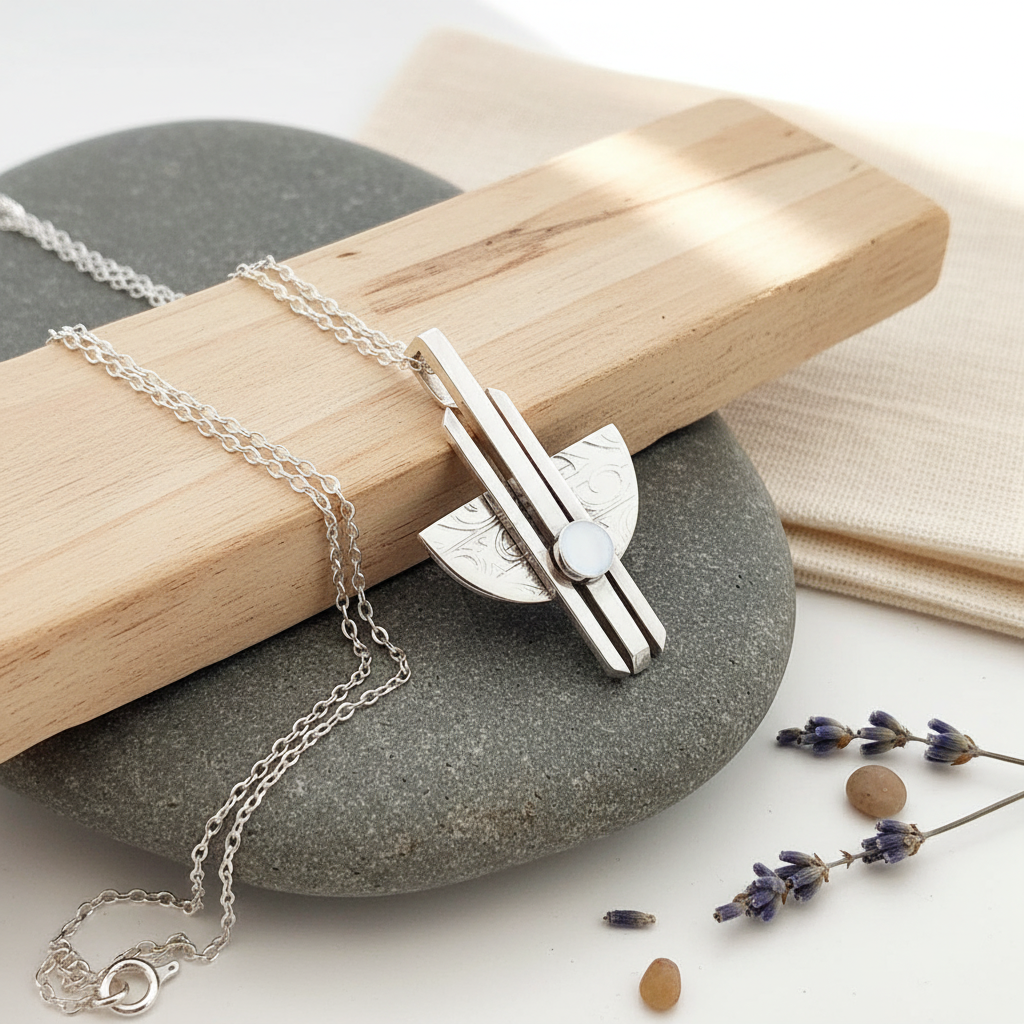 Horizon Sterling Silver Pendant on natural surface