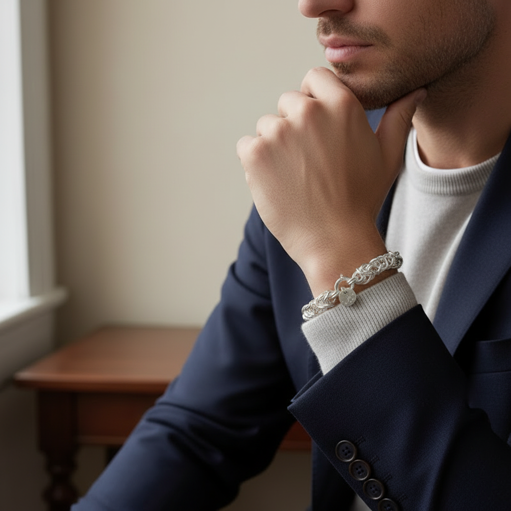 Man Wearing Byzantine Bracelet