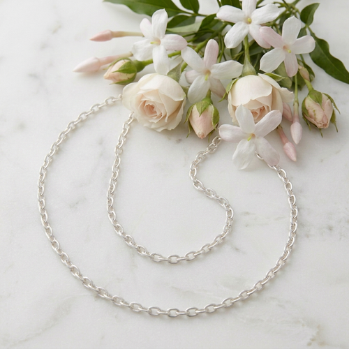 Necklace revision removing the Y-shaped branch, with the clasp area hidden beneath flowers