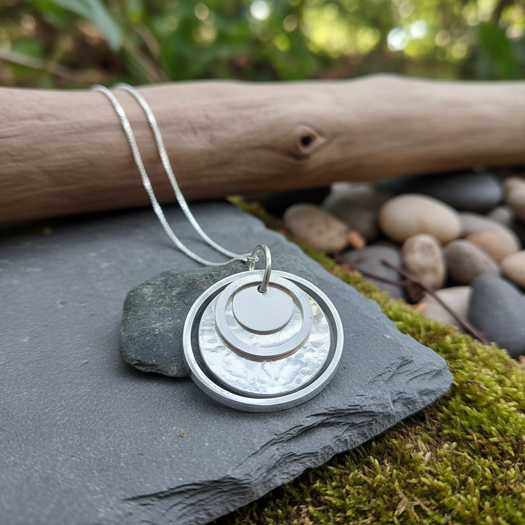 Nestled Sterling Silver Pendant in natural setting
