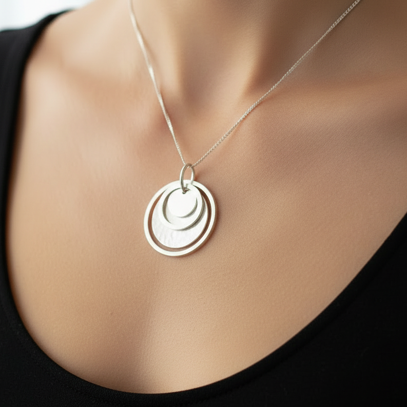 Nestled Sterling Silver Pendant - square format