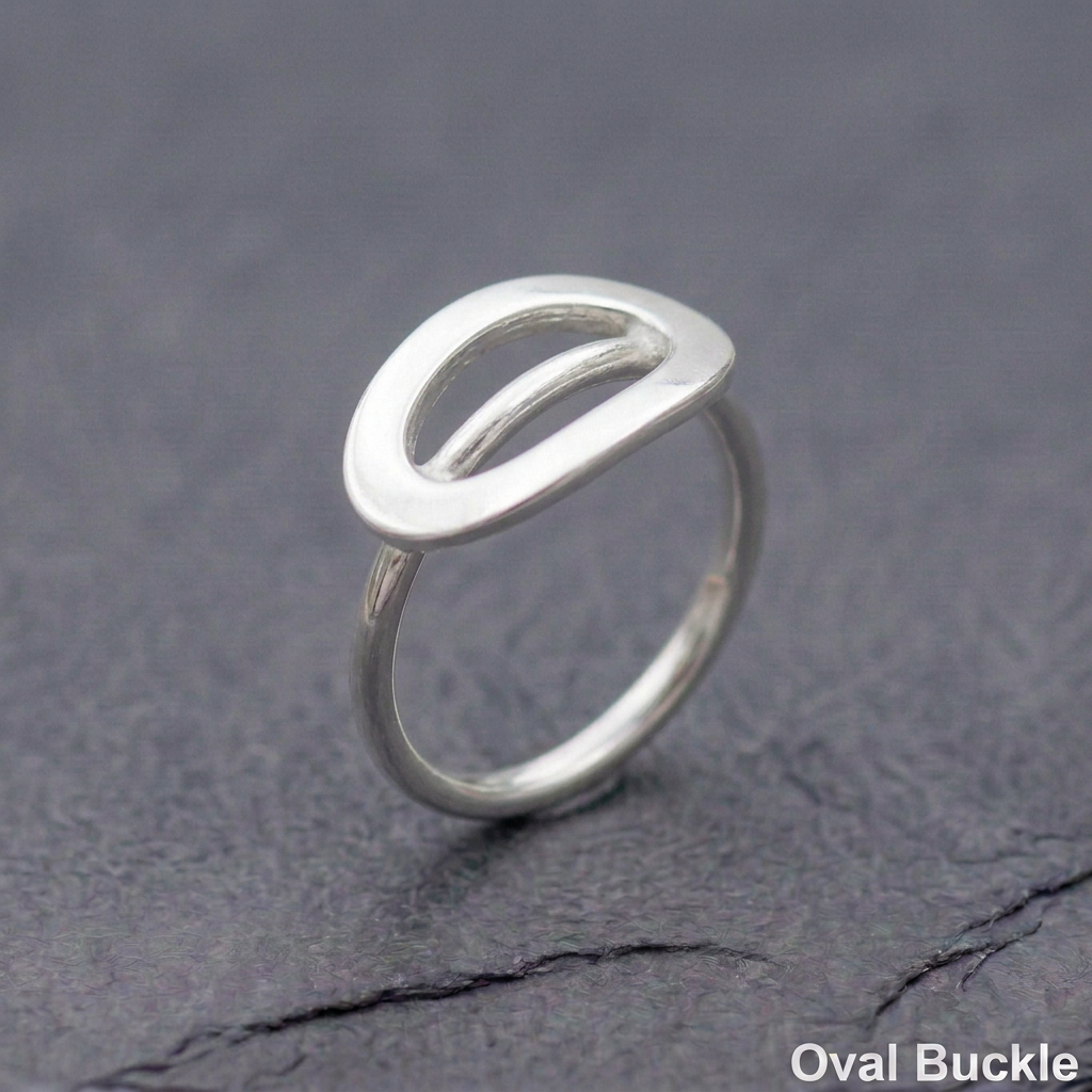Oval Buckle ring with curved oval face and curved round-wire shank
