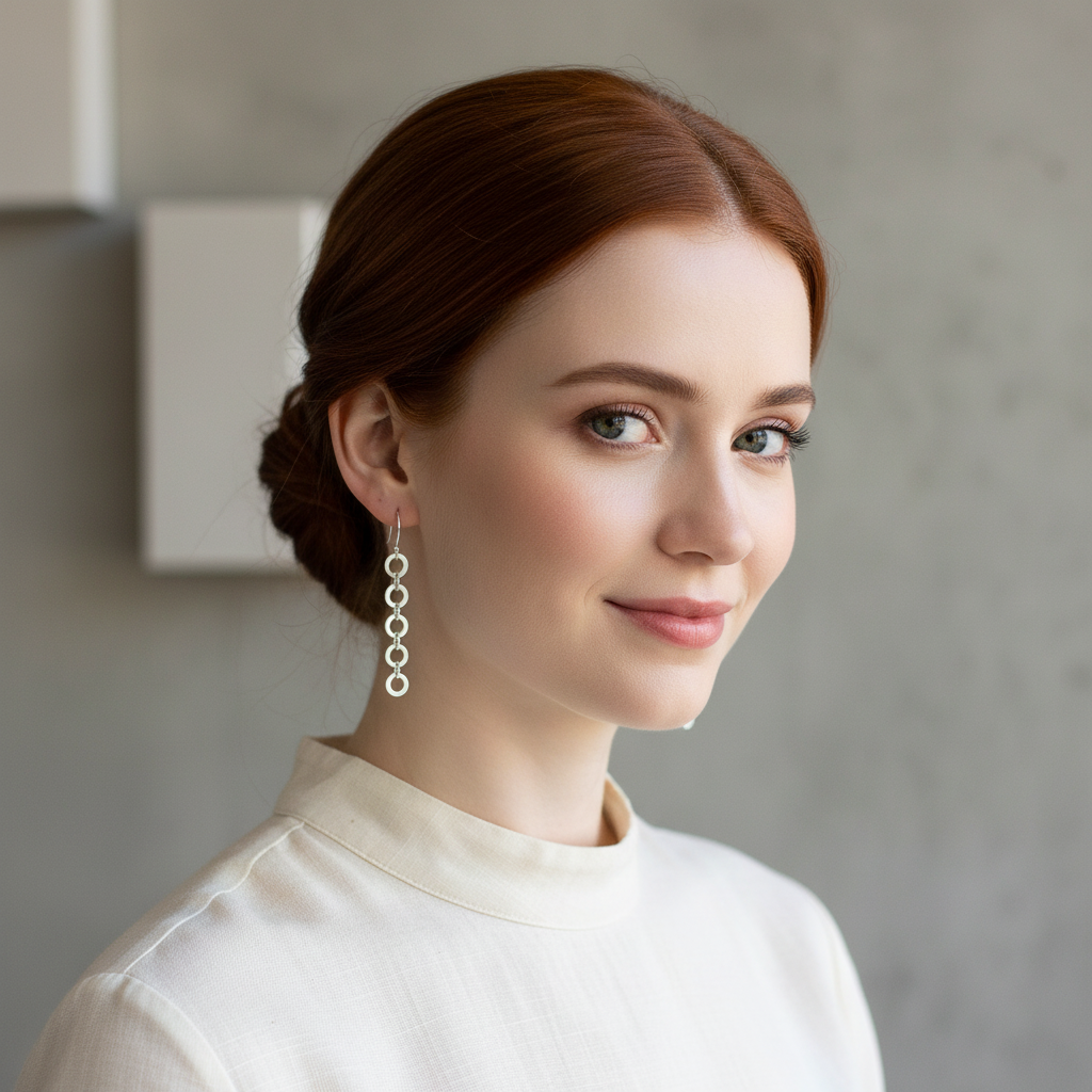 Simply Circles Sterling Silver Drop Earrings