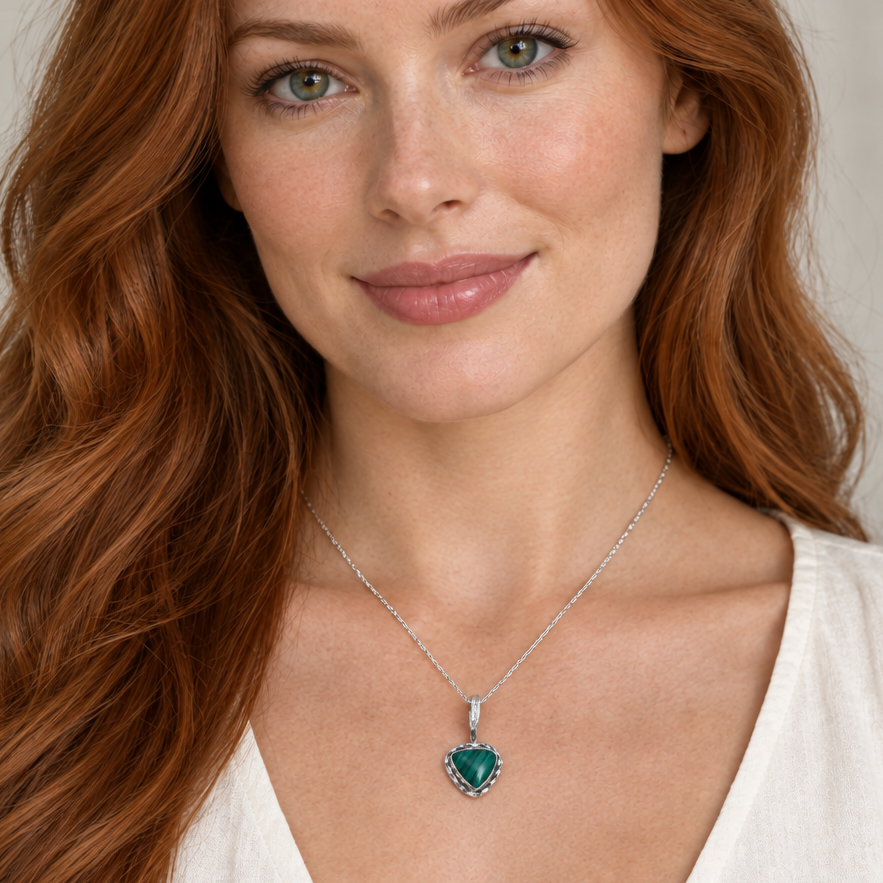 Redhead model with a smaller pendant