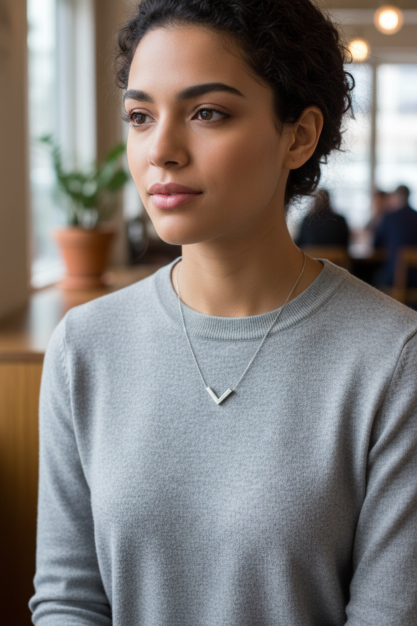 Silver chevron pendant - new model