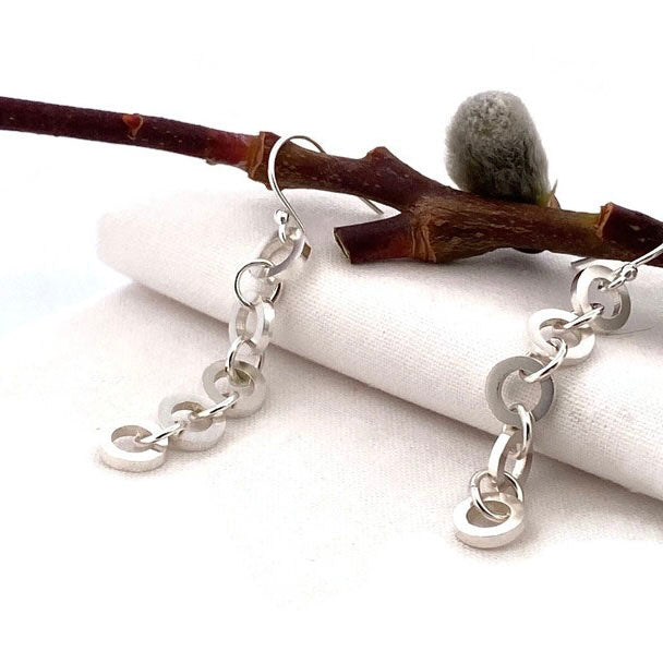 Simply Circles Sterling Silver Drop Earrings